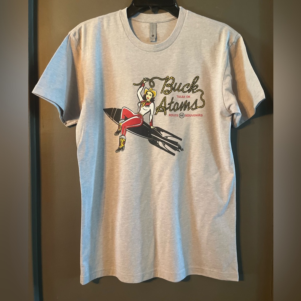 “ROUTE 66” Retro Souvenir Graphic Tee - Light Gray…Size S